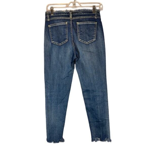 The Factory Blue Fringe Raw Hem Ripped Casual Denim Jeans Women Sz 28 - Picture 2 of 11